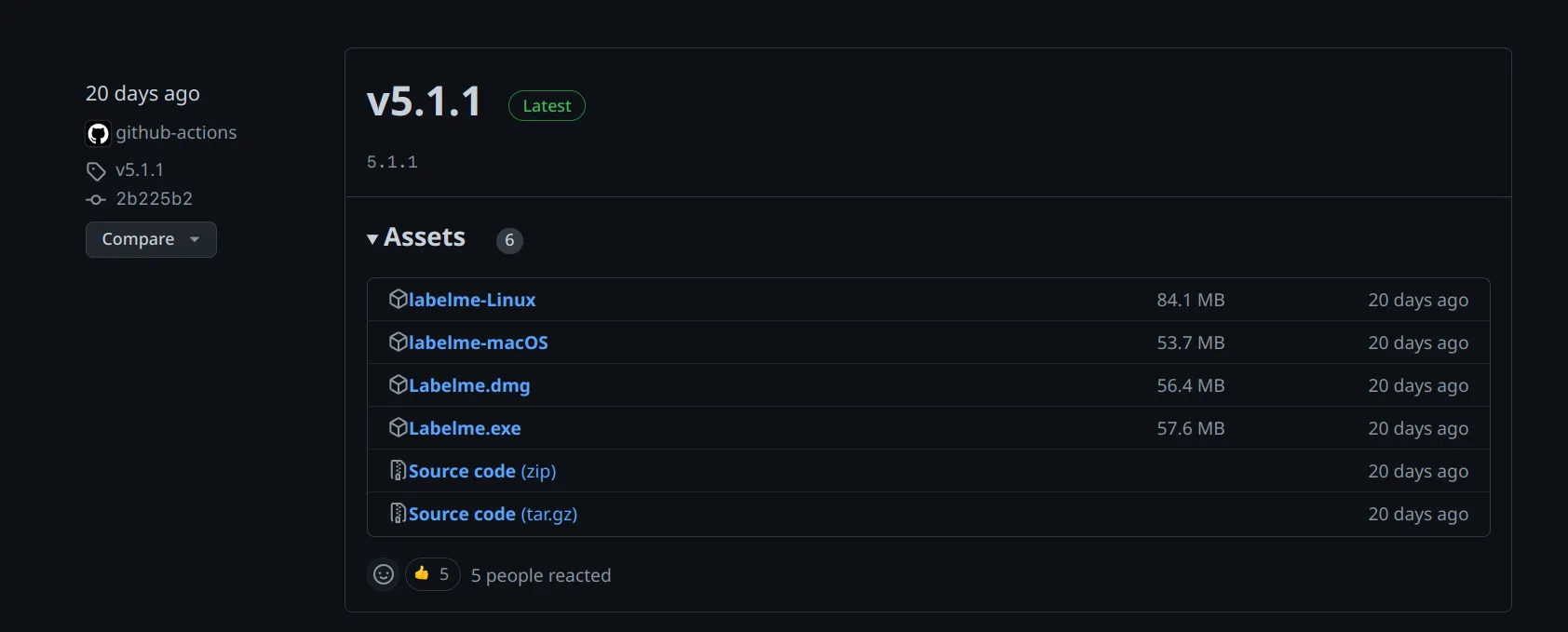 Labelme Releases 页面